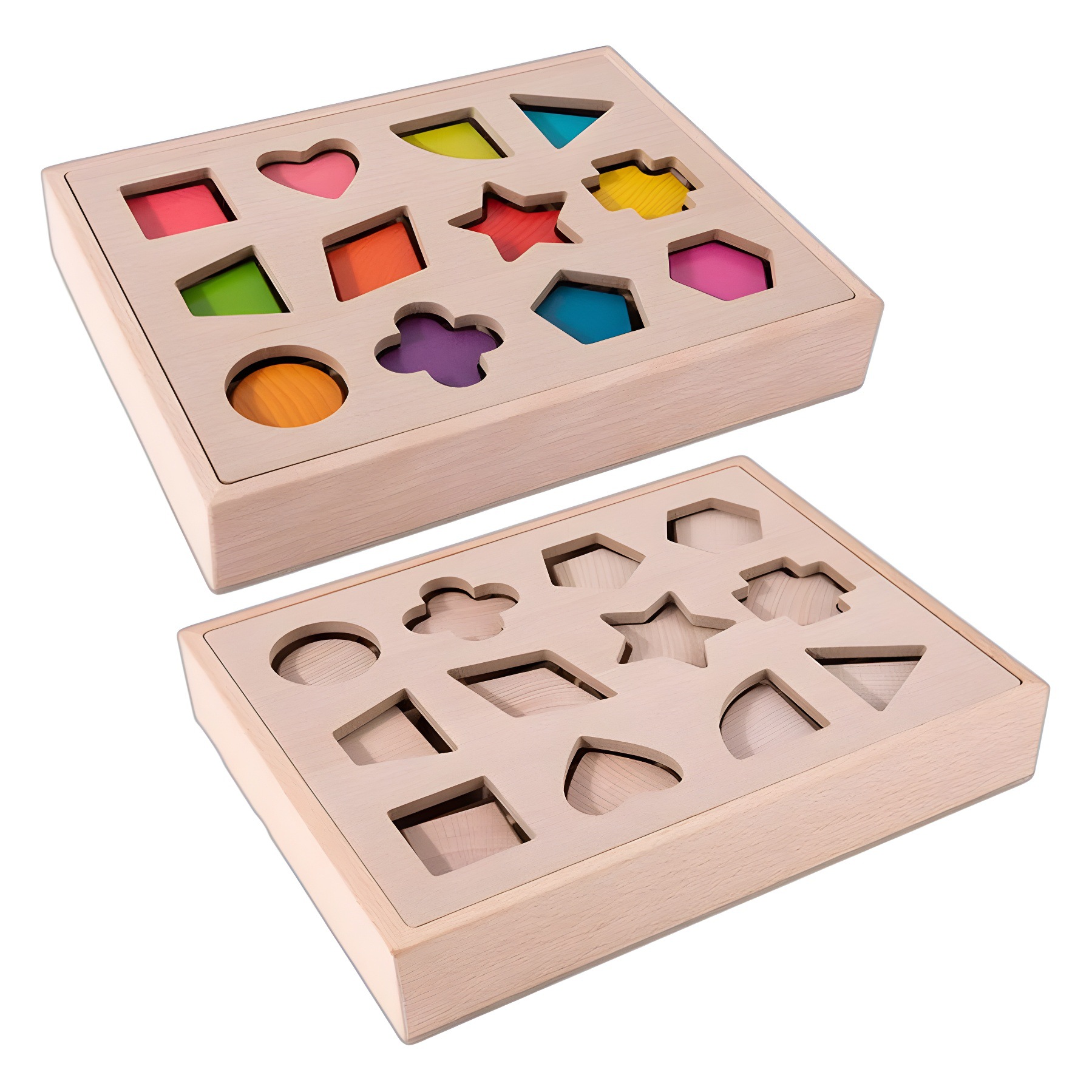 Mont 's Educación Primaria Infantil 12 agujeros caja de inteligencia de forma geométrica de color cognitivo emparejado forma de bloque de construcción caja de lanzamiento