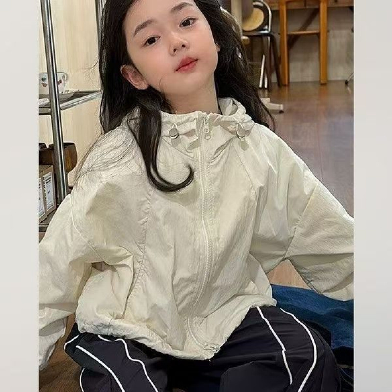 Girls' Korean-Style Fashionable Sun Protection Jacket, Spring and Summer New Style, 2026 Loose Hooded Casual Trendy Sun Protection Clothing for Girls