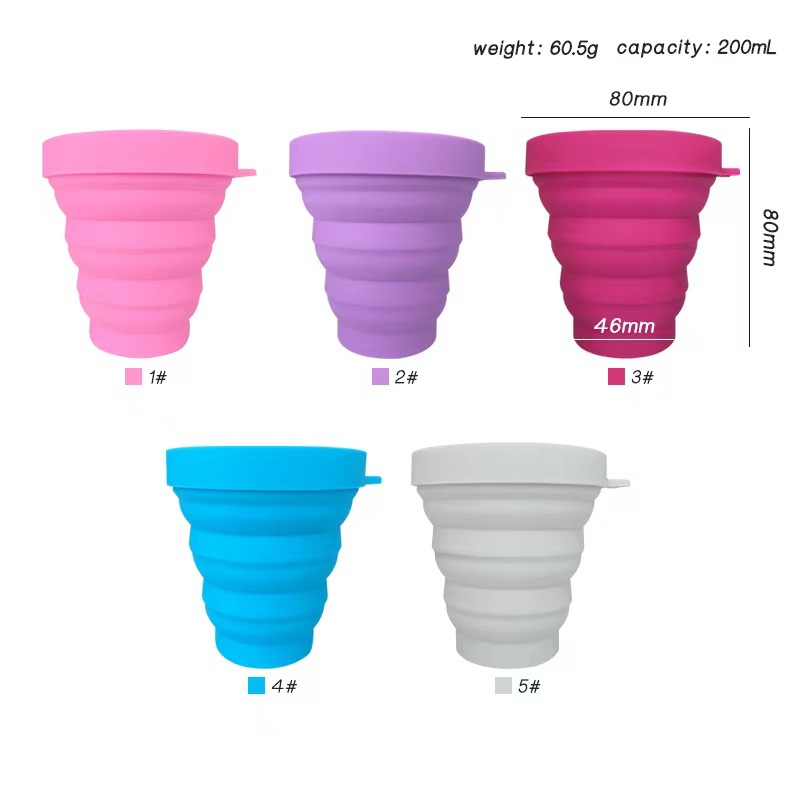 200ML Silicone Folding Cup Portable Outdoor Travel Telescopic Folding Water Cup Mouthwash Cup Water Cup Custom Wholesale 