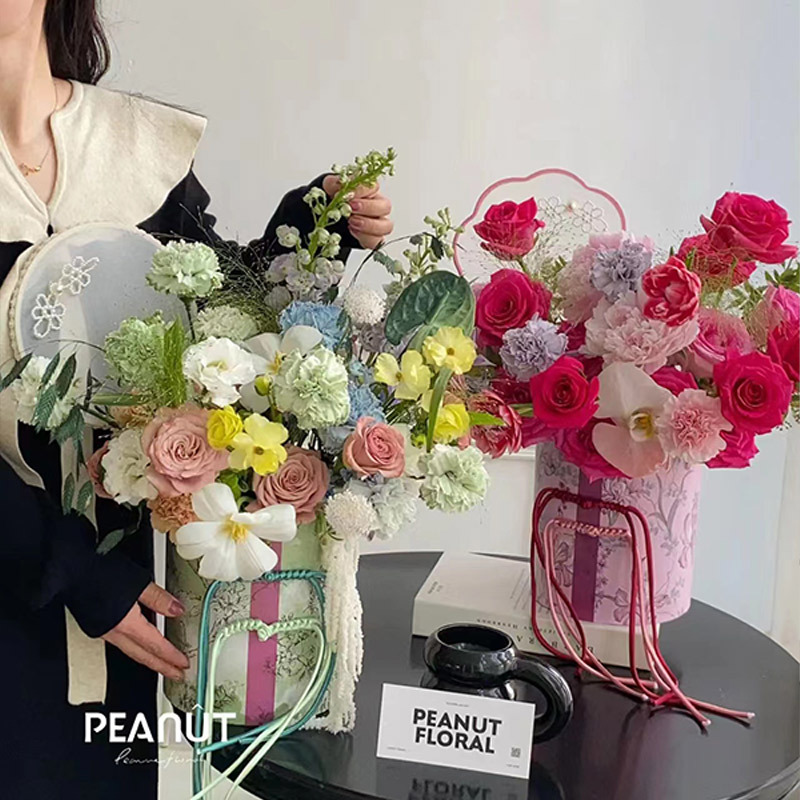 Cubo para arreglos florales, nuevo cubo floral estilo chino, cubo para flores al por mayor, materiales DIY para floristería estilo chino.