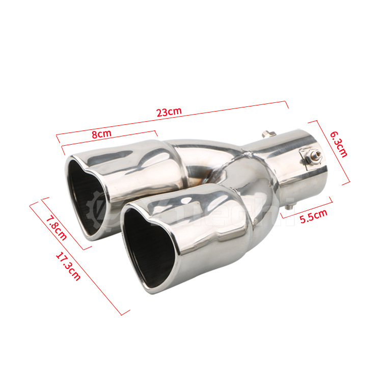 FUENTE fabricante Modificación del coche universal cola garganta amor tubo de escape en forma de corazón cola garganta doble tubo de acero inoxidable transfronteriza Venta caliente