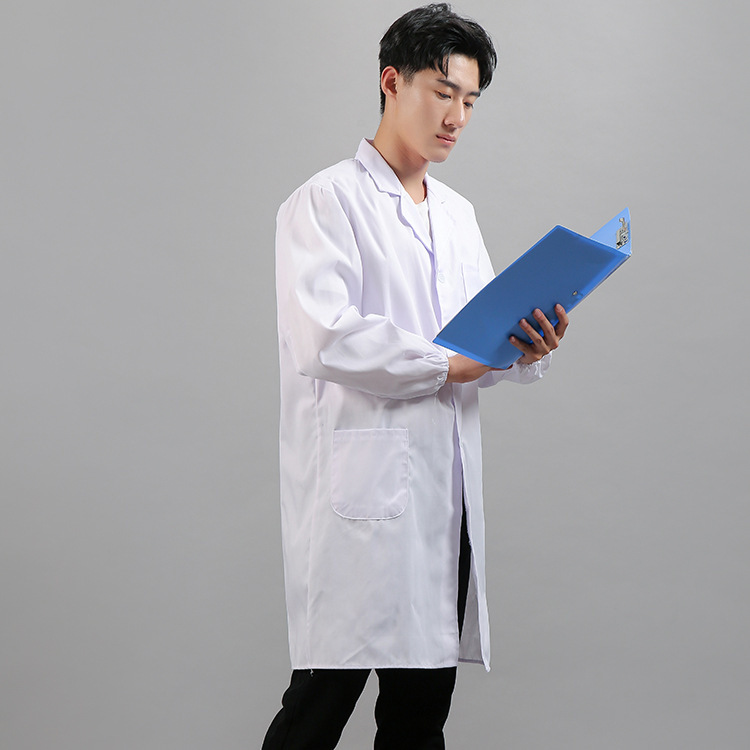 White Coat Food Factory Work Clothes Workshop White Four-Season Long-Sleeved Male and Female Handling Robe to Visit Lab Coat White Coat Food Factory Work Clothes Workshop White Four-Season Long-Sleeved Male and Female Handling Robe to Visit Lab Coat