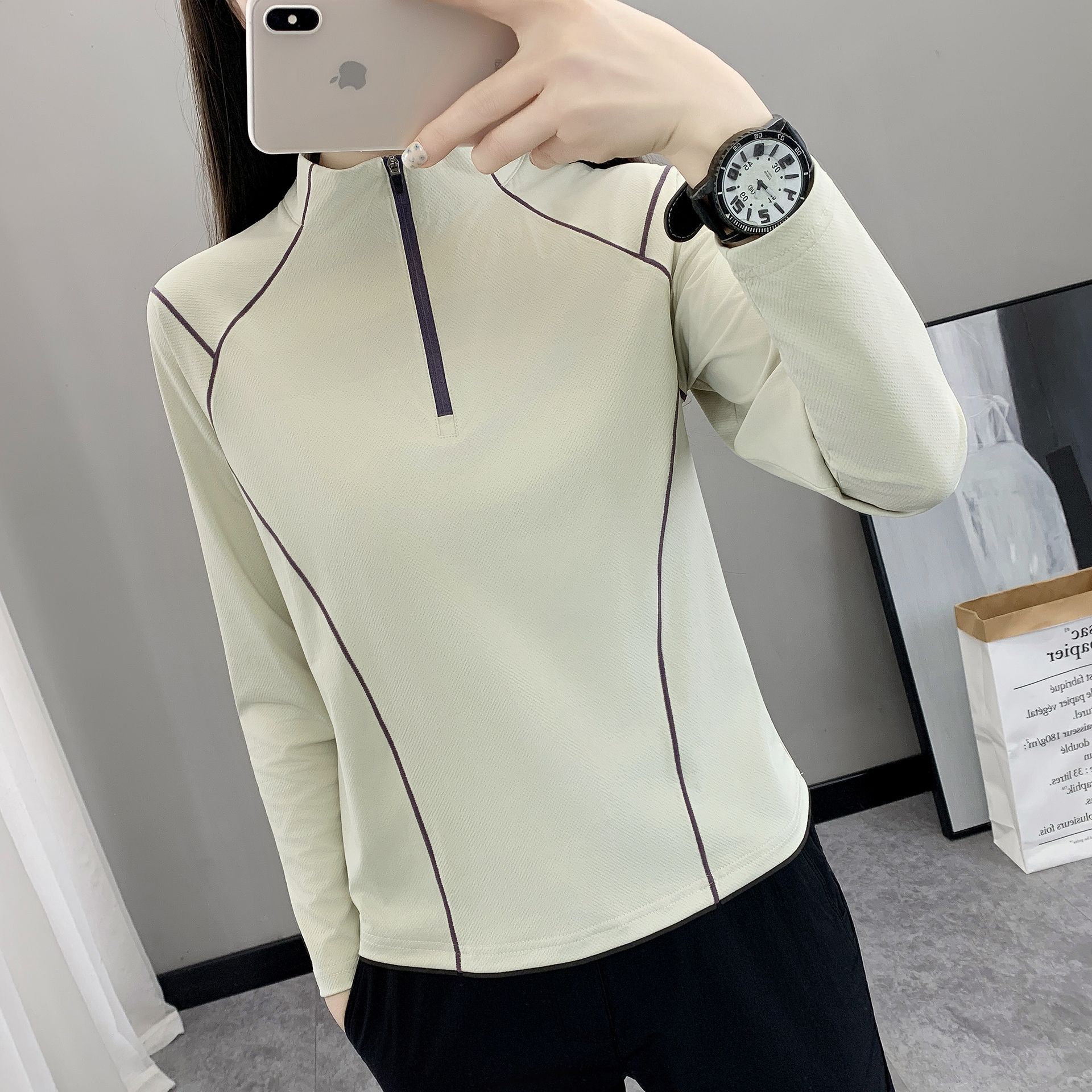 Spring and Autumn Outdoor Quick-Drying T-Shirt for Women, Breathable, Elastic, Skin-Friendly, Sports Long-Sleeved Fitness Running Training Pullover Quick-Drying Shirt