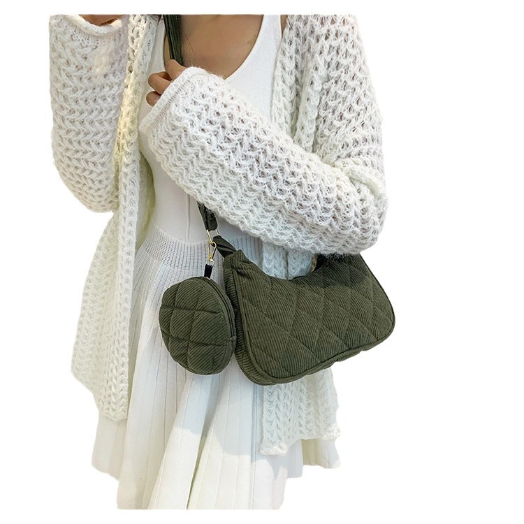 Nieuwe trendy modieuze donzen nylon canvas tas voor dames, veelzijdige en casual crossbody-knoedeltas met één schouder_voghion.com