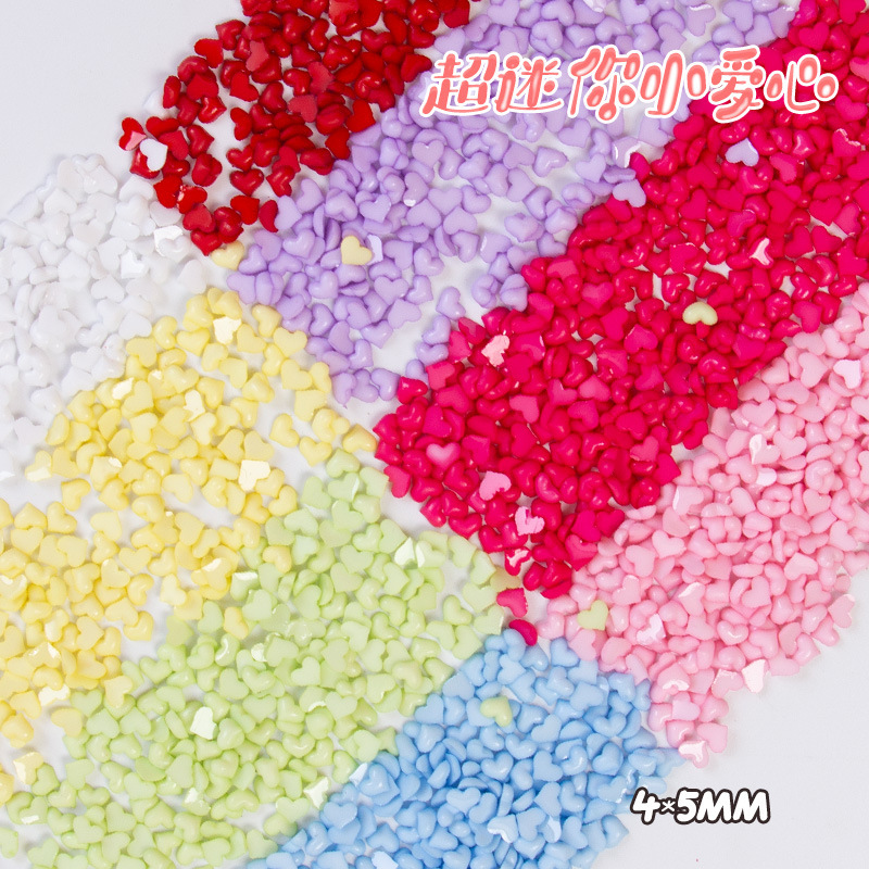 Candy-Colored Small Heart Nail Art Decorations, Mini Flat-Back Heart Rhinestones, Macaron Color Scheme, Dopamine Nail Art