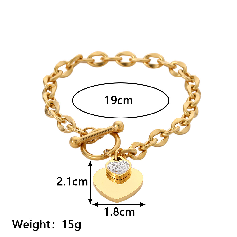 Fashion Round Heart Shape Titanium Steel Bracelets Inlay Zircon Stainless Steel Bracelets