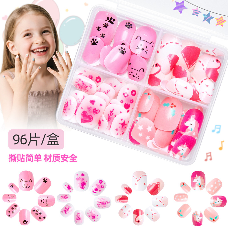 Cross-Border Children's Nails, Fake Nails, Colorful Childlike, Cute and Sweet Nail Art Decoration, Little Princess Girl Gift Cross-Border Children's Nails, Fake Nails, Colorful Childlike, Cute and Sweet Nail Art Decoration, Little Princess Girl Gift