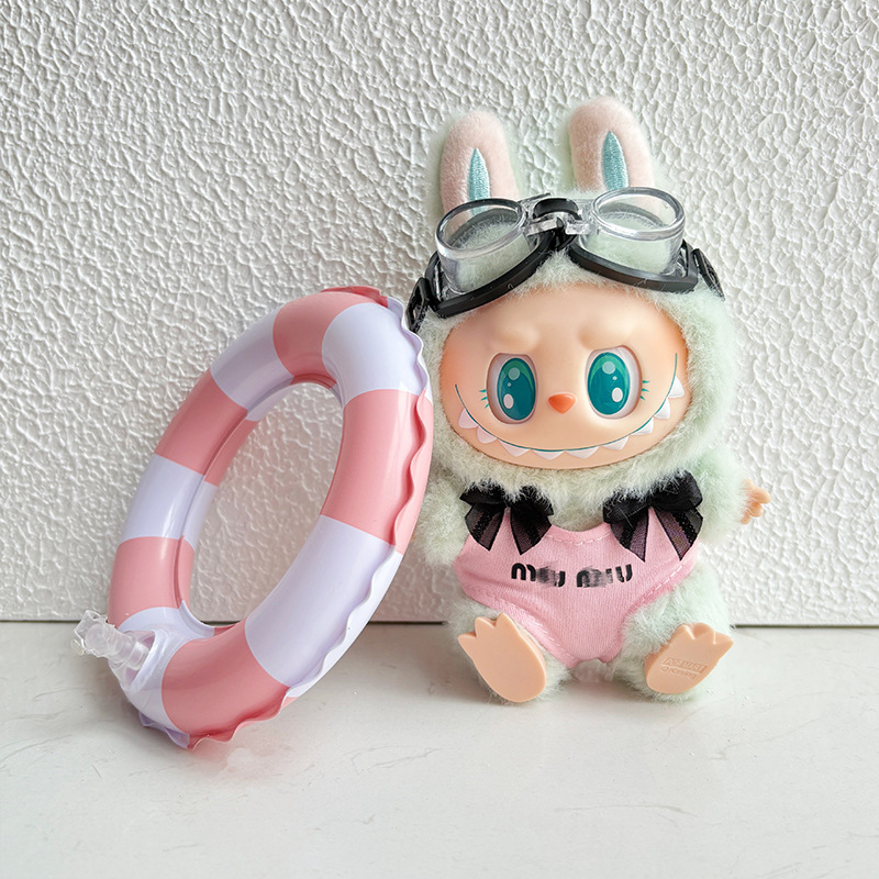 Labubu Baby Clothes Cute Sitting Party Swimsuit First Generation Labubu Suit Pink Cute Holiday Swimming Ring