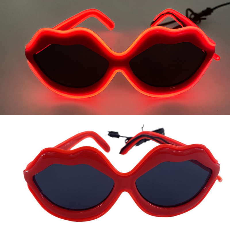 Nuevas gafas de sol labial luminoso LED rojo brillante Kiss Me gafas de fiesta pareja accesorios de fotos image 8