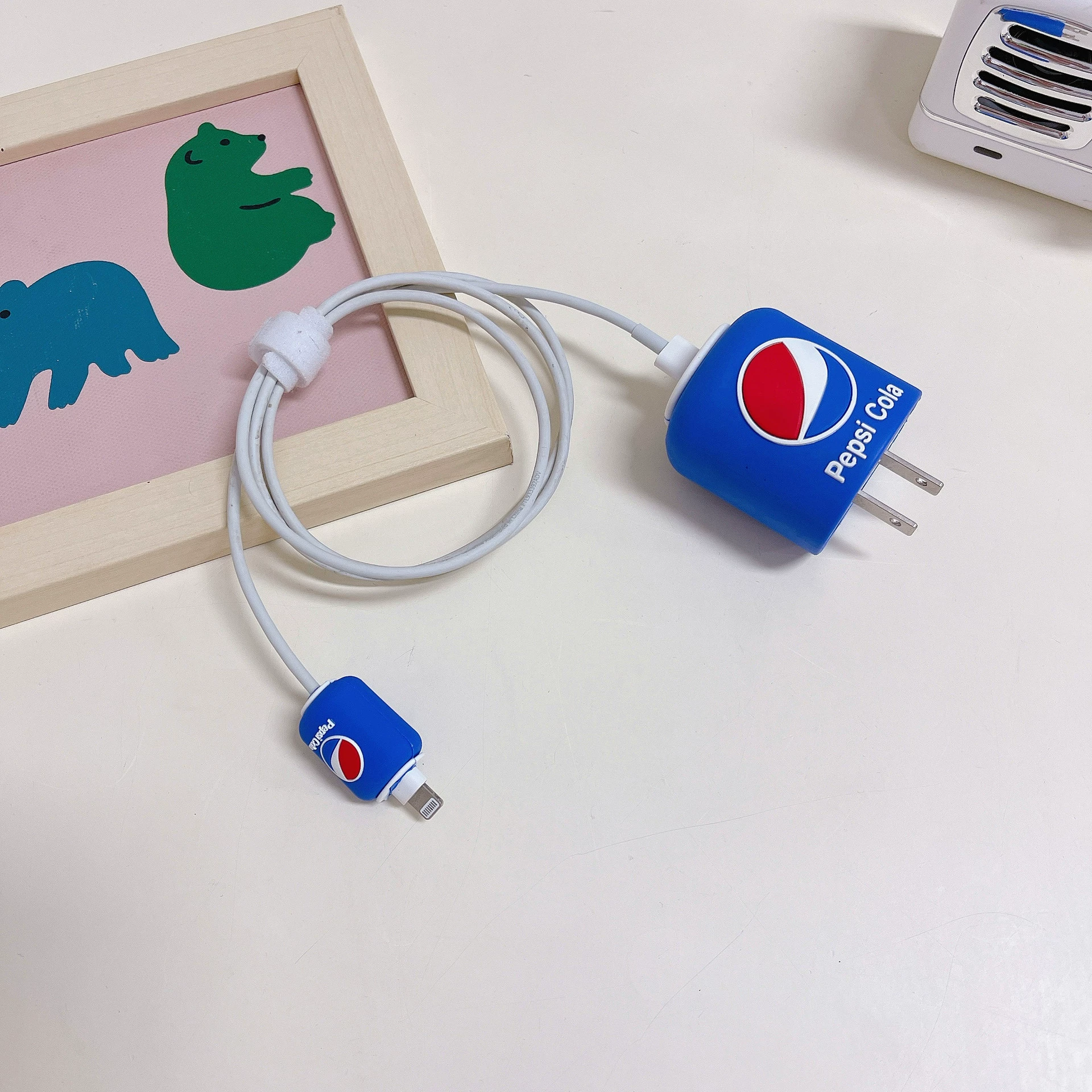 Apple, cartoon charger, protective case, 20W