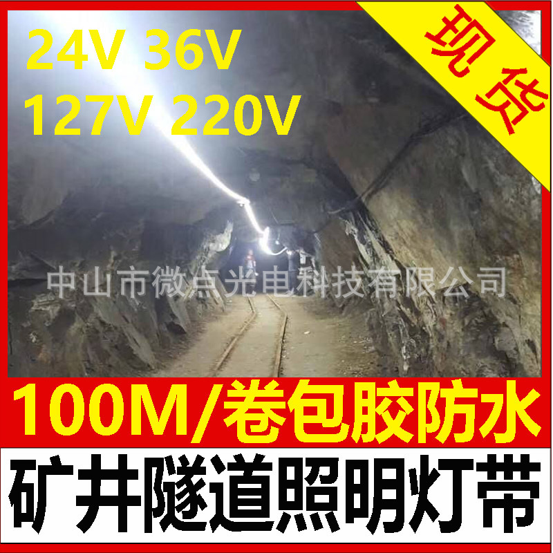 220V/127V/36V工矿隧道矿井矿洞巷道工地照明防爆裂龟裂LED灯带