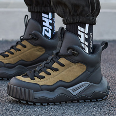 Winter Fleece Lined Thick Sole High-Top Martens Boots Outdoor Retro Work Cotton Shoes Casual Sports Hiking Snow Short Boots for Men