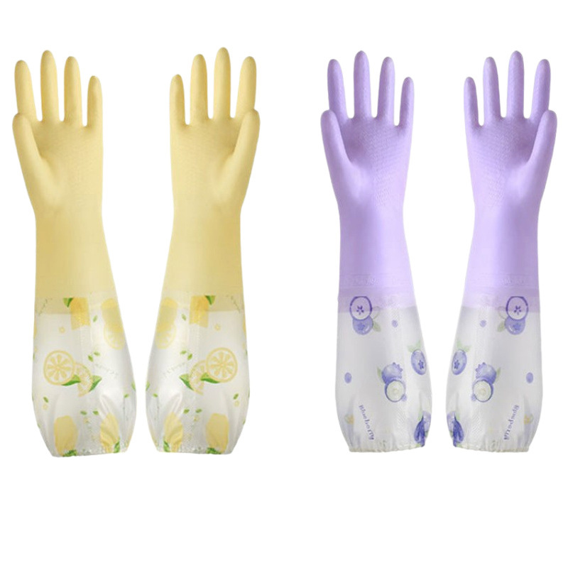 Limpieza doméstica guantes de lavado de platos cocina de goma cepillo de platos lavandería doméstica espesar tipo guante de lana impermeable lavandería