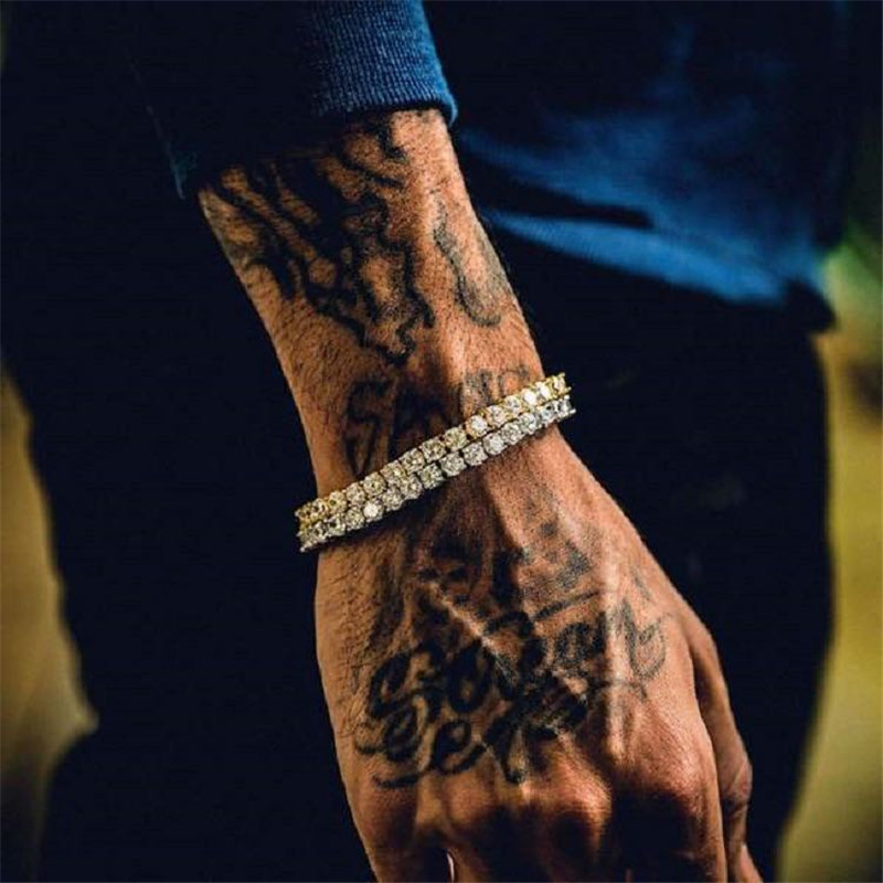 New fashion 5mm men's bracelet 1 row chain tennis bracelet rapper dancer jewelry bracelet women Rhinestone New fashion 5mm men's bracelet 1 row chain tennis bracelet rapper dancer jewelry bracelet women Rhinestone