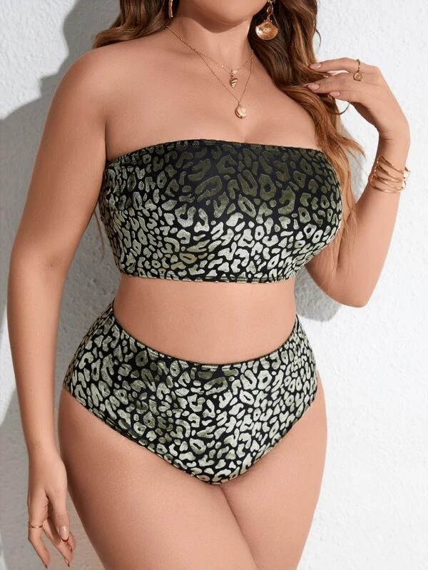Cheetah print velvet bikinis, plus size bikinis