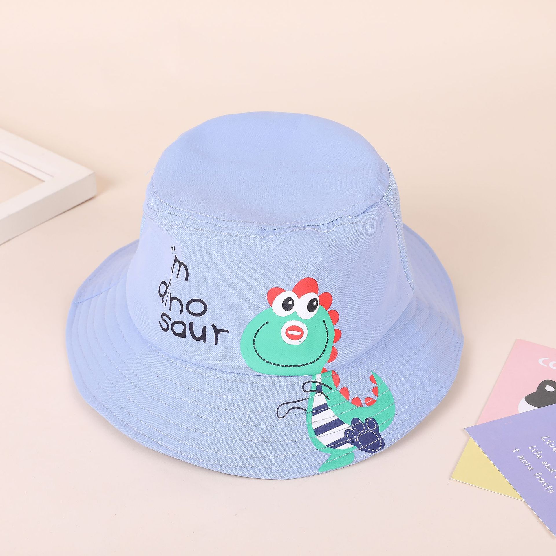 Los niños de primavera/verano otoño pescador sombrero bebé lindo dinosaurio cuenca sombrero Niño de verano de ala grande sol-prueba estilo coreano 2-7 años de edad