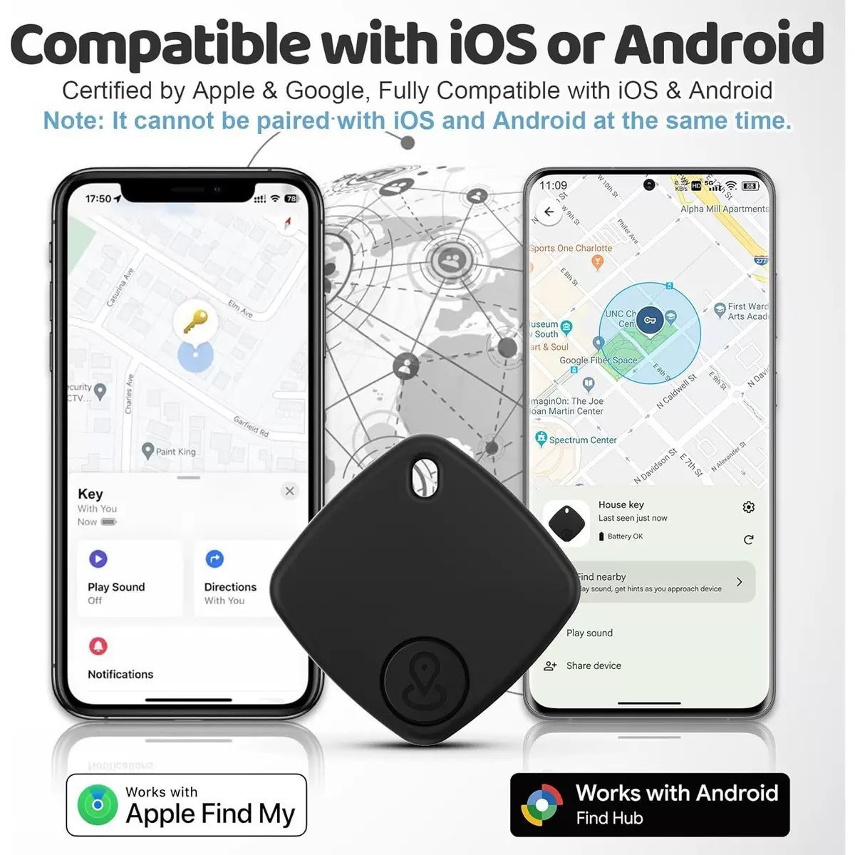 iOS Android Ortungssucher quadratischer Anti-Verlust-Tag