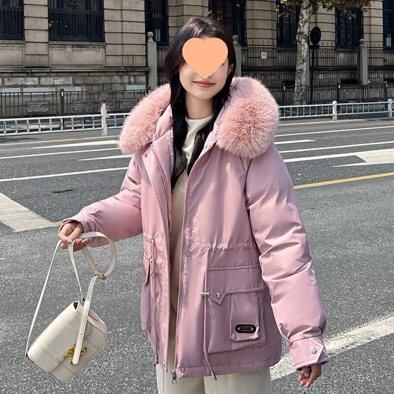 加厚保暖派克服女小个子短款设计感秋冬季棉服大毛领连帽宽松外套|undefined