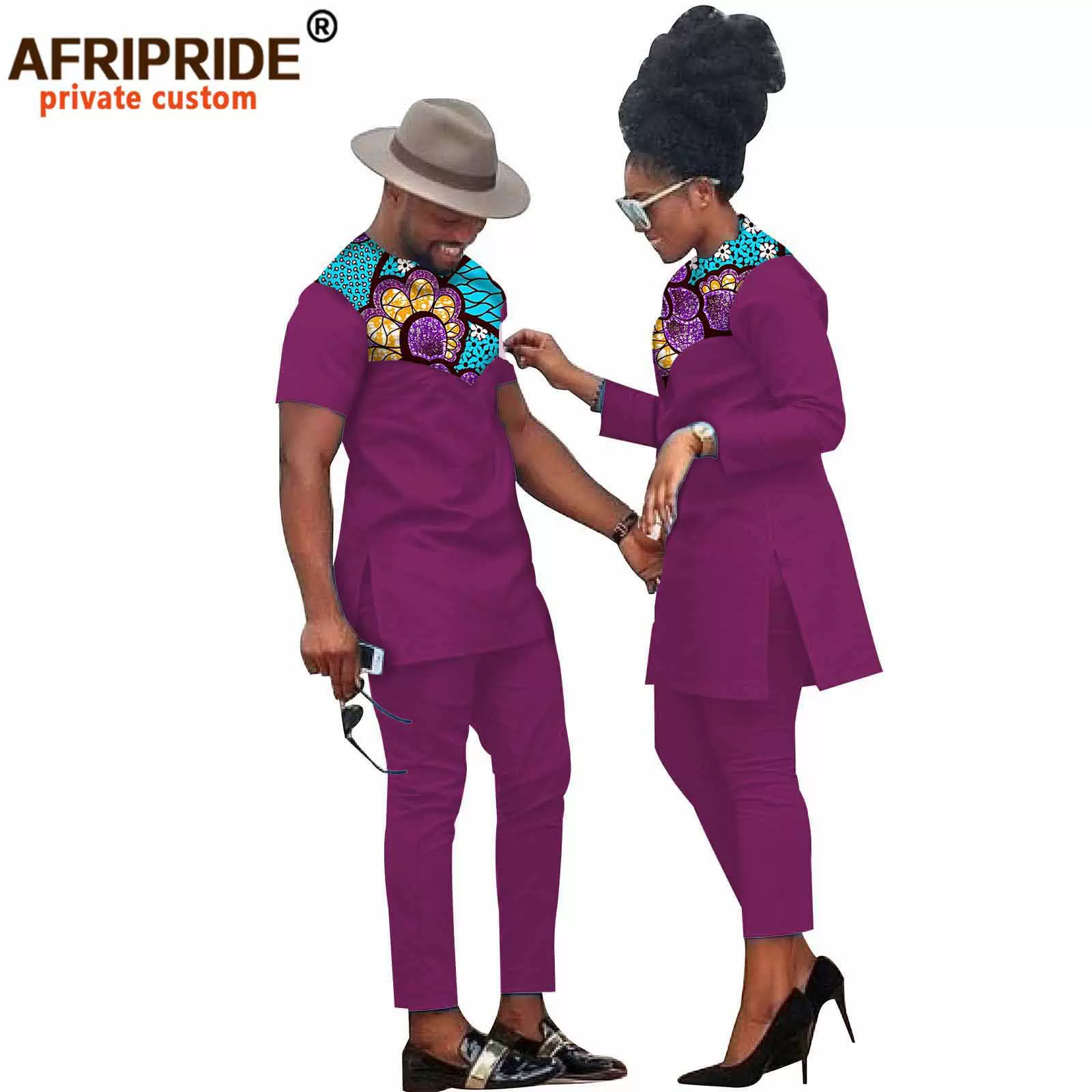 跨境电商现货非洲印花蜡染棉休闲情侣套装 AFRIPRIDE S20C001