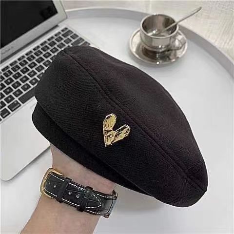 贝雷帽女秋冬百搭黑色ins八角帽子网红韩版日系英伦复古画家帽潮|undefined