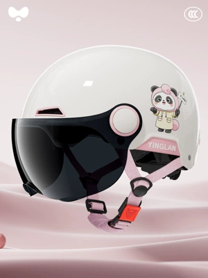 Cable Helmet Electric Vehicle: Motosiklet kaskı (dəbilqə) - 3c-pink-bubble-bear-sunscreen-short-glasses-class-a-new-national-standard-one-size-fits-all