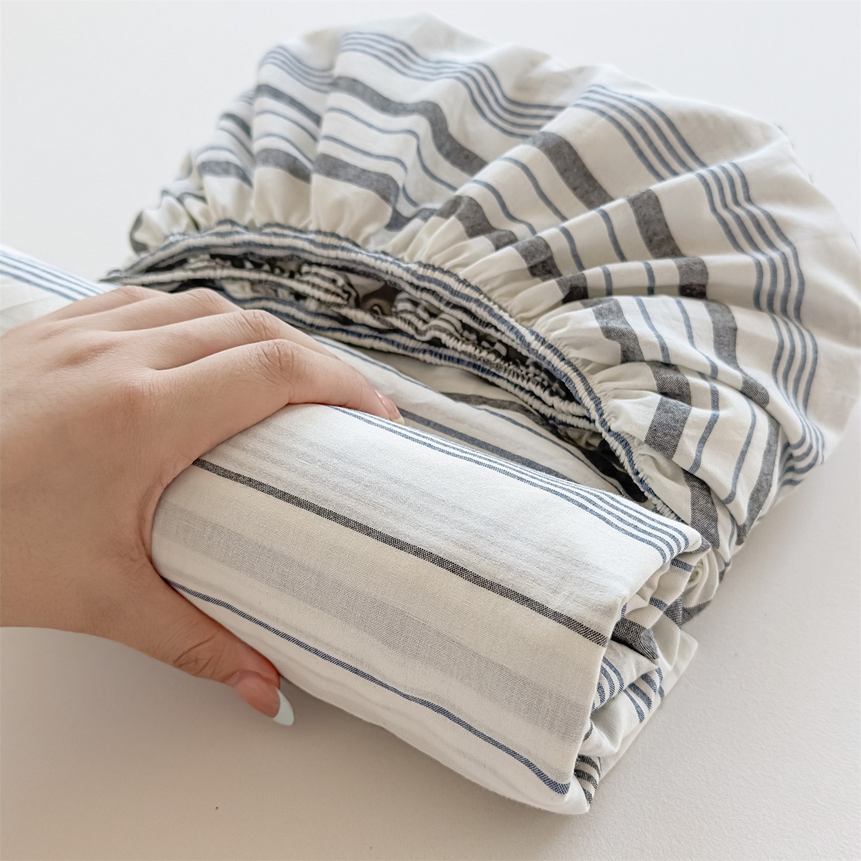 100% de algodón teñido de algodón lavado con agua una sola cama de tres piezas con estera protectora, cubierta de cubierta sucia para estudiantes