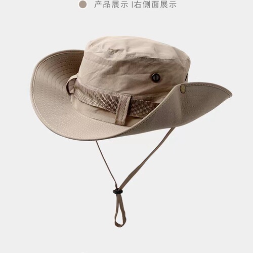 Ins Plain Color Casual Sun Hat Korean Style Versatile Fishing Hat Outdoor Brim Sun Protection Fisherman Hat Men Summer Cross-border