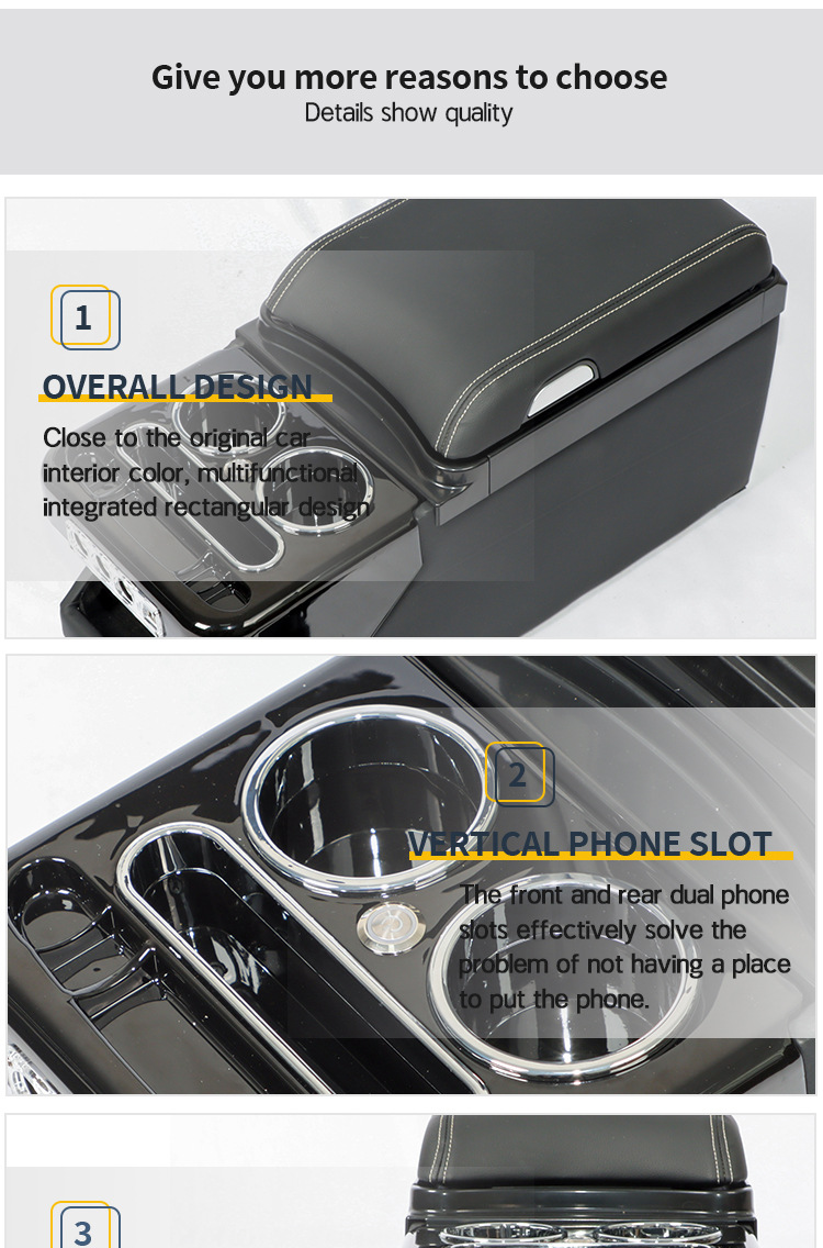 Suitable for Volkswagen Caravelle/Multivan T5 T6 Luxury Front and Middle Row Storage Box Armrest Box