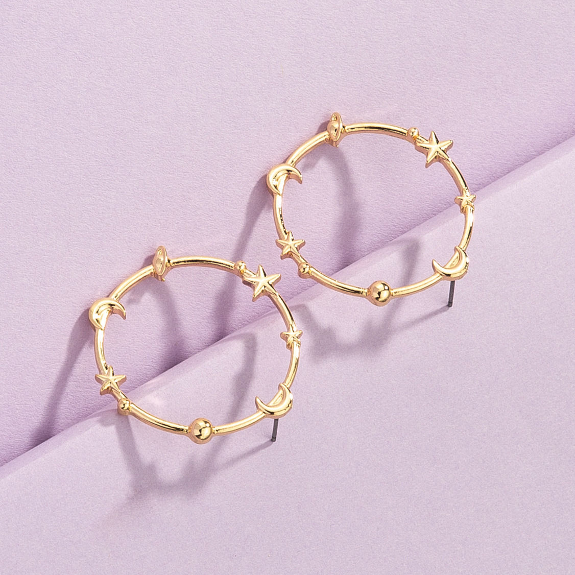 alloy star moon round earrings one pair wholesale jewelry Nihaojewelry