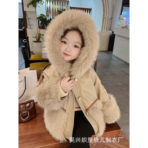 Women's children's winter coat with plush and thick fur coat, children's autumn and winter coat, women and children's upper coat, little girl's fur coat.