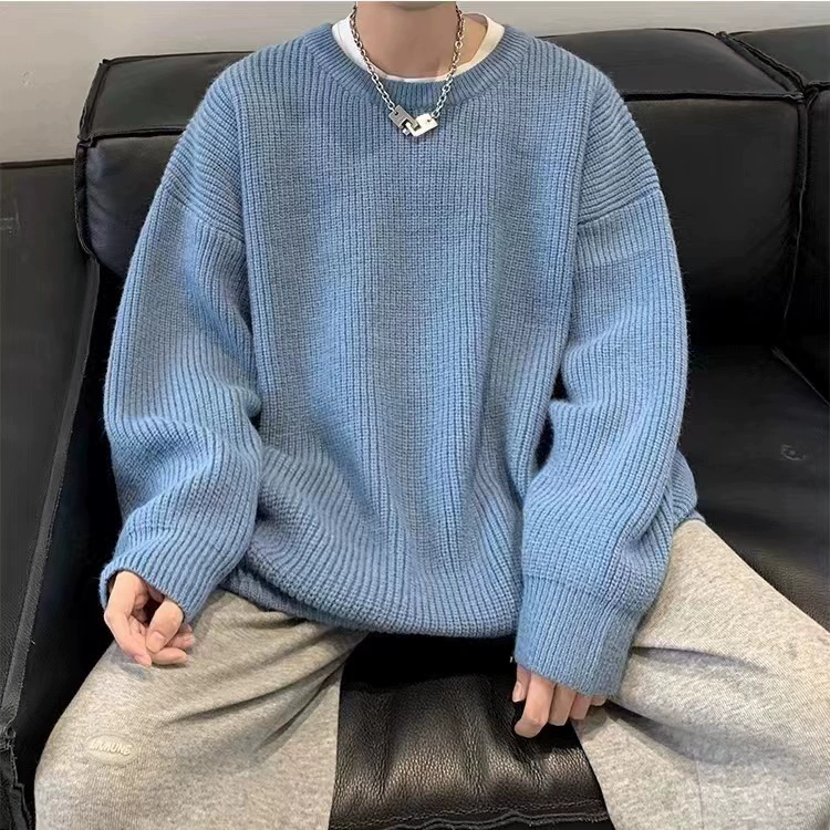 Однотонный свитер, мужской осенне-зимний новый свободный студенческий Универсальный Гонконгский стиль, ленивый нижний свитер, свитер, пальто
