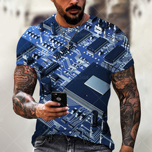 新款亚马逊男士短袖奇特电子元件 线路图 男式短袖T恤外贸