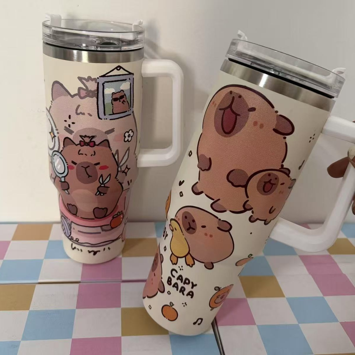 La nueva taza de hielo Kapibala de gran capacidad de acero inoxidable para niñas, taza de aislamiento de oficina, linda taza de capibara