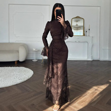 2026秋冬跨境女装欧美独立站亚马逊优雅蕾丝包臀晚礼服