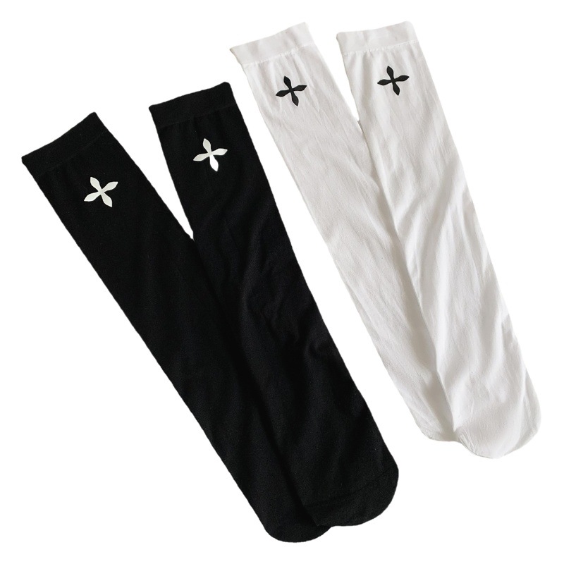 Jk calcetines de pantorrilla calcetines de mujer medias finas medias de verano piernas largas estilo japonés calcetines de hielo de color puro corazón cruzado aspecto adelgazante