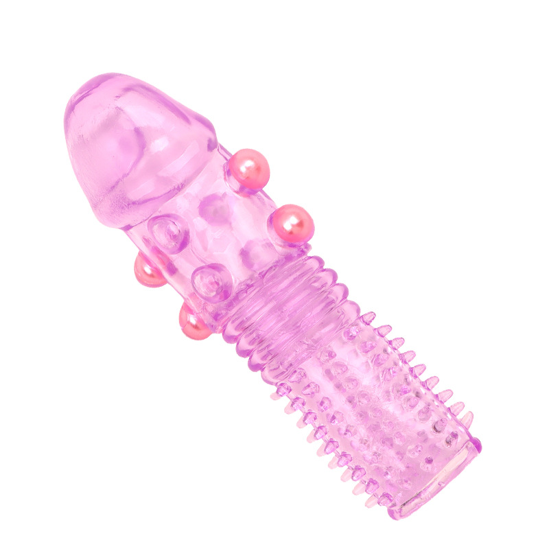 Wolf Tooth Textured Condom Sleeve, Spiked Dragon Ball Design, Purple Extended Fit — detail image 11