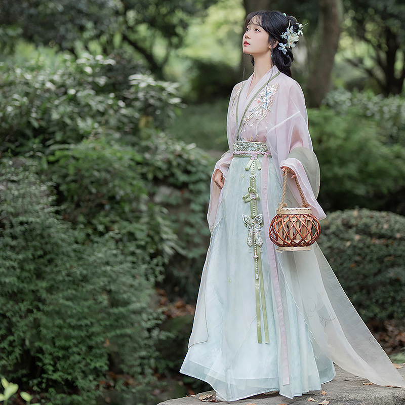 改良 舞青影国风仙气 宋制齐腰破裙绣花古装汉服女日常套装|undefined