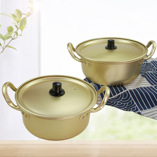 Korean open flame induction cooker ramen pot instant noodles yellow aluminum pot Korean soup pot instant noodle cooking noodle pot for restaurants and merchants