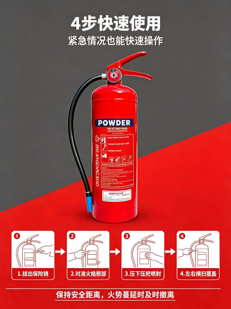 Dry powder fire extinguisher, English fire extinguisher, household portable fire extinguisher, car-mounted dry powder fire extinguisher, vehicle fire extinguisher, CE certified for export