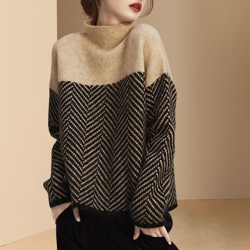 Versatile Thick Pullover Half-High Collar Fashionable Trendy Design Knit Sweater for Women 2025 Autumn and Winter New Sweater for Women Trendy