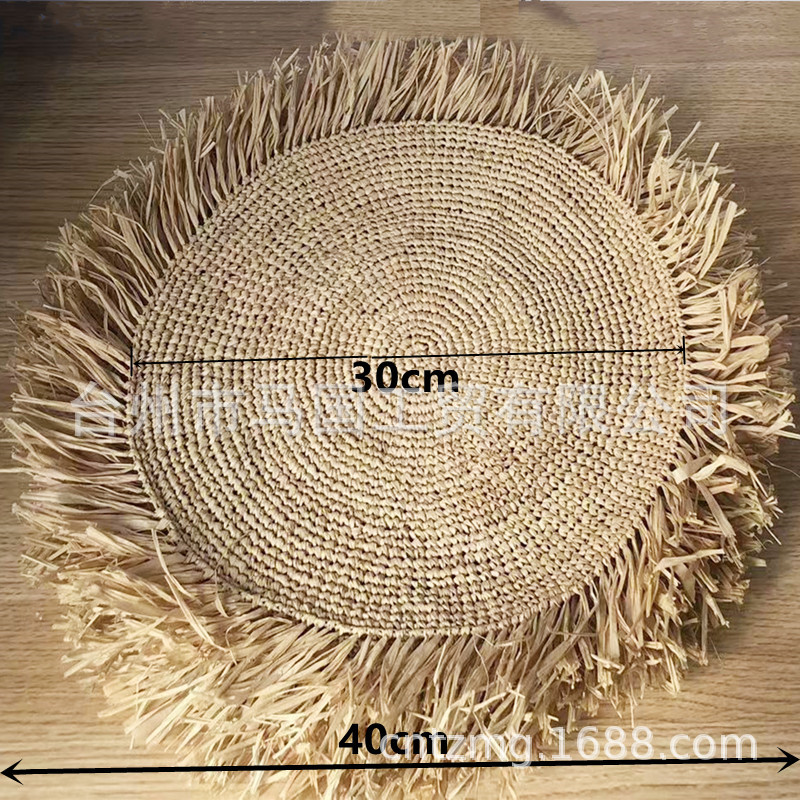 Posavasos antideslizante para taza de té, tapete de rafia, bandeja de té redonda plegable de ratán, posavasos, juego de té, vajilla tejida.
