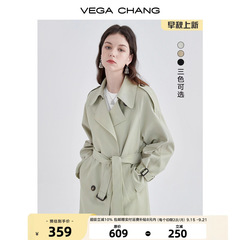 VEGA CHANG风衣女中长款2025秋季知识分子大衣小个子英伦风外套