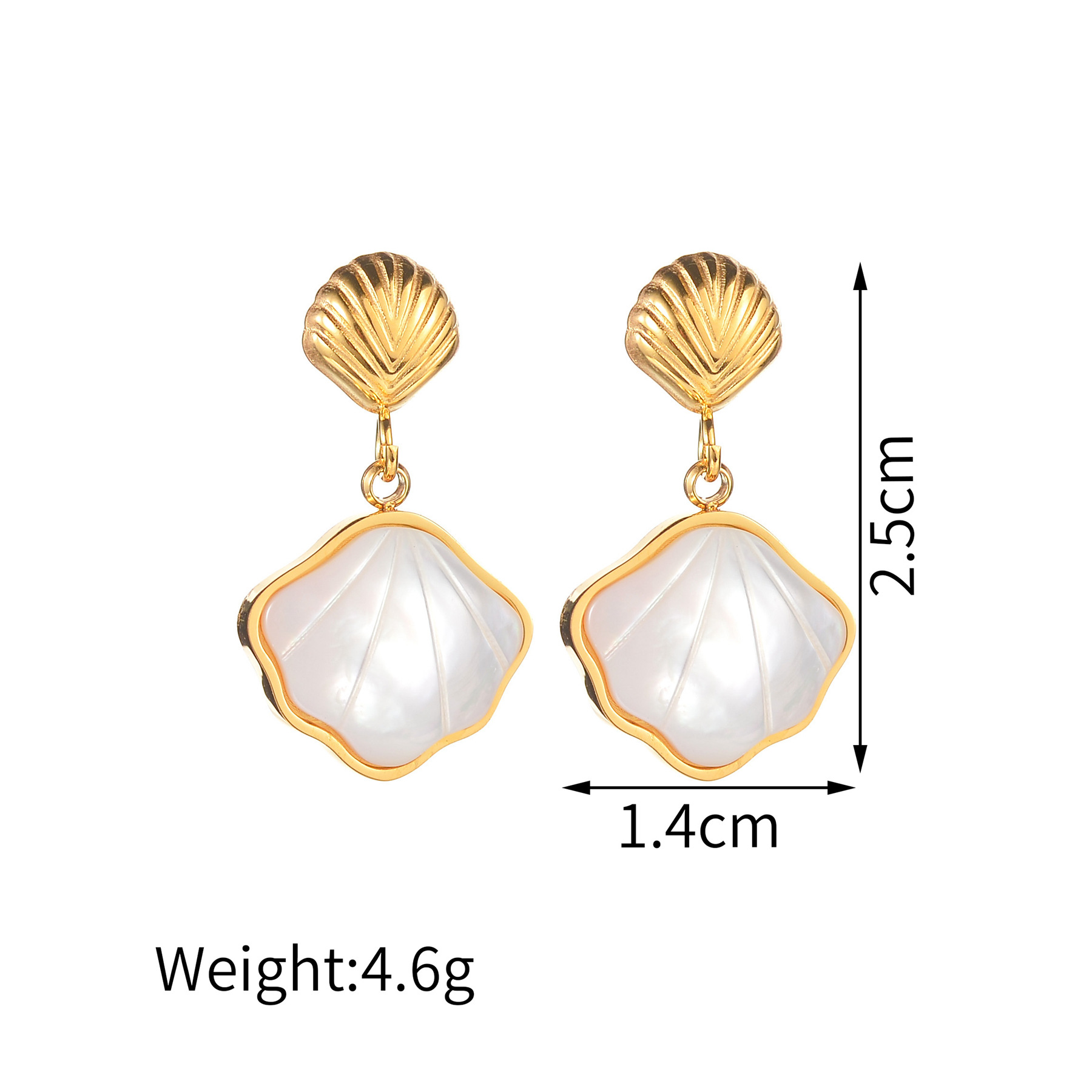 1 Pair Quantity 1 Pair Elegant Oval Heart Shape Shell Inlay Titanium Steel Pearl Drop Earrings