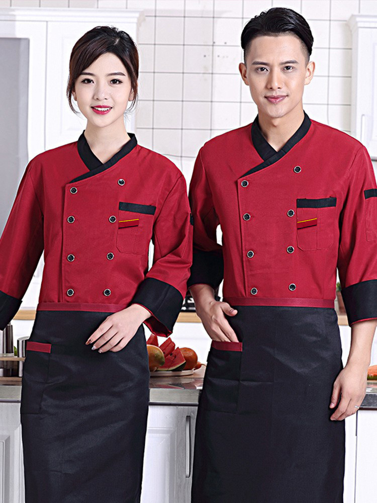 Ropa de trabajo de chef de invierno ropa de cocina de restaurante de invierno de manga larga para hombres ropa de chef de otoño e invierno ropa de mujer