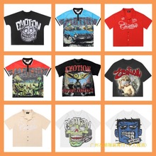 欧货时尚印花短袖T恤男潮牌烫钻花色半袖个性男装痞帅修身花体恤