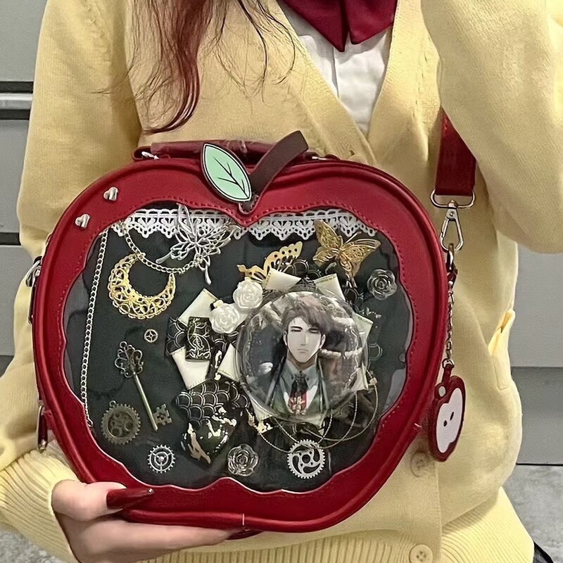 2026 New Spring Apple Backpack for Girls, Versatile Commuter Small Backpack, High-Value Single-Shoulder Crossbody Bag, Doll Bag