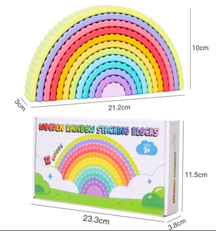 Ins arco iris grandes bloques ensamblados libremente jardín de infantes nuevos juguetes de puzzle para niños DIY adornos creativos de madera