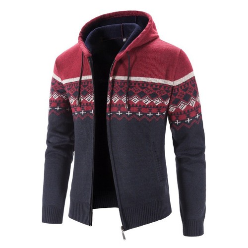 New sweater cross-border bestseller large size warm and thick gradient color foreign trade casual men's coat knit sweater