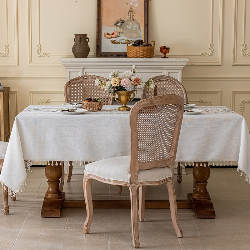 bordado fresa tela de mesa resistente al desgaste estilo francés simple retrógrado estilo de tela de mesa de té rectangular