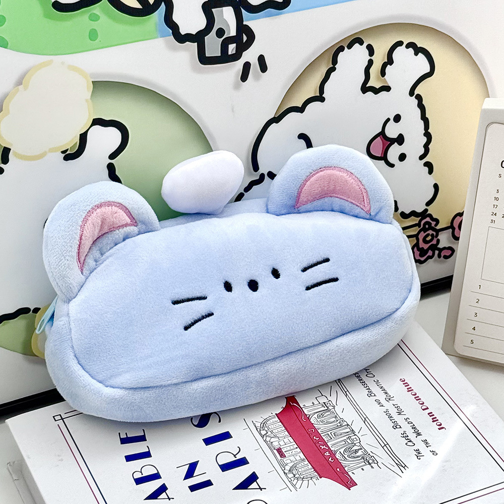 Bonita bolsa de bolígrafo de peluche de ratón codicioso en el viento de alto valor facial caja de papelería bolsa de almacenamiento para estudiantes de primaria gran capacidad bolígrafo